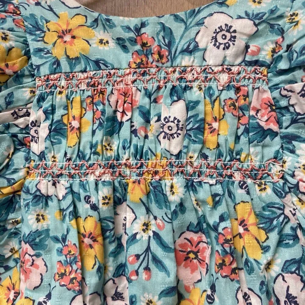 NWT TOMMY BAHAMA blue multicolor floral flutter sleeves baby girl dress 24M